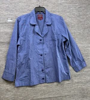 Nordstrom Pajama Top Mens Size L Blue Cotton Chambray Button Front Hong Kong